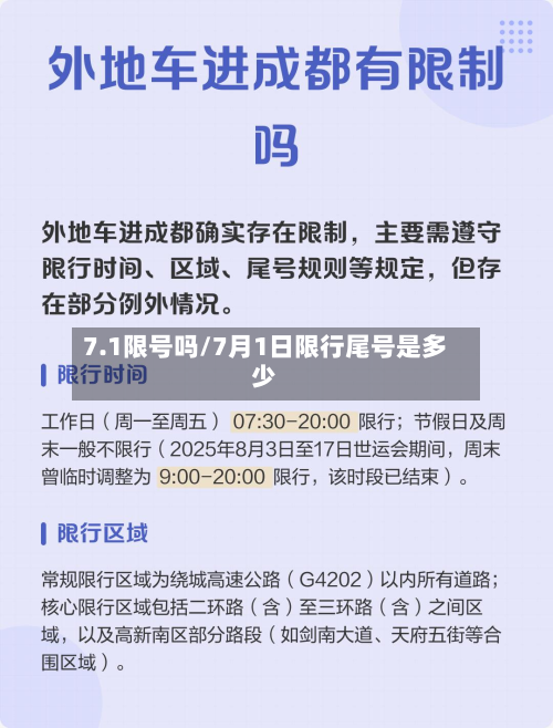 7.1限号吗/7月1日限行尾号是多少